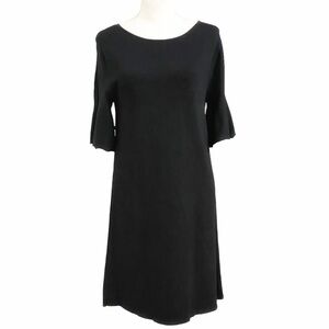 Massimo DUTTI BLACK SHORT BELL SLEEVE BOAT NECK SHIFT DRESS - M